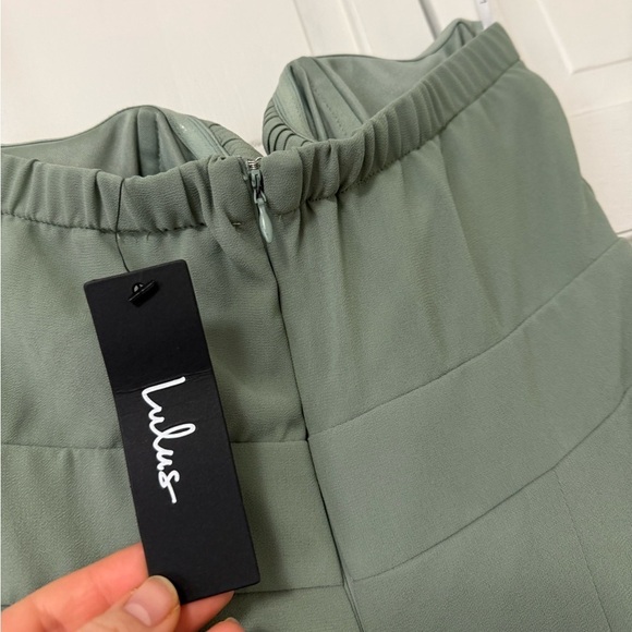 NWT Lulu’s Sage Brush Green Strapless Front Split Bridesmaid Prom Dress Medium - Picture 10 of 16